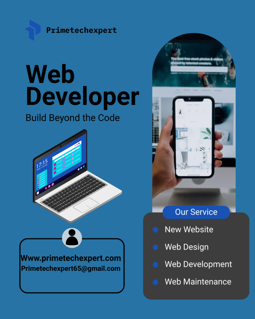 black and blue modern web developer instagram post